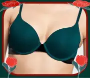 38DD Green Cotton Velvet Victorias Secret PerfectShape Full Coverage PU UW Bra