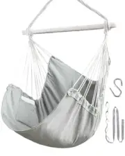 Hammock Chair Hanging Rope Swing - Hammock Chair Bedrooms 51"L*39"W Light Gray