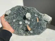 Large Blue Chalcedony with Apophyllite Cluster Crystal AP693