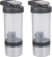 Amazon Basics Shaker Bottle with Mixer Ball – 592-ml, 2-Pack, Grey