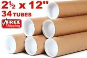 2.5 x 12" Kraft Tubes Poster Document Graphics Mailing Shipping Packing Tube 34p