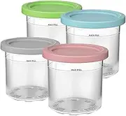 Creami Pints and Lids for Ninja - 4 pack, Creamy Icecream Containers Cups Jars Tubs Canisters Set, Smoothie Pot Compatible with NC299AMZ & NC300s Seri