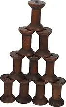 DECORNIJIA 10Pcs Vintage Wooden Spools for DIY Projects Natural Rustic Empty Bobbins for Ribbon Weaving Embroidery and Home Decor with Unique Grain Patterns