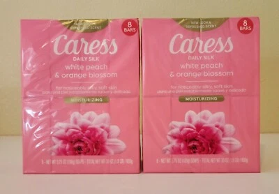 18 PK CARESS WHITE PEACH & ORANGE BLOSSOM BEAUTY BAR SOAP MOISTURIZING 3.75 OZ