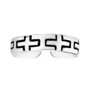 Cute and Stylish Etched Cross Sterling Silver Toe or Pinky Ring