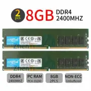 16GB 2x 8GB 4GB DDR4 2400MHz PC4-19200 288Pin Desktop PC Memory SDRAM Crucial BT