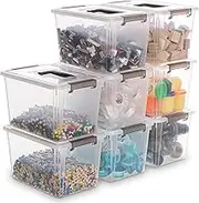 Citylife 8 Packs 5.3QT. Plastic Storage Bins with Latching Lids Clear Storage Box with Handle Stackable Stoage Containers for Organizing Toys, Crafts, Legos, Tools