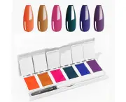 VERONNI Solid Nail Gel Polish Palette, 6 Colors Solid Paint Gel Polish Palette, Cream Nail Gel Manicure LED UV Gel Polish Gift Palette With Brush (05)