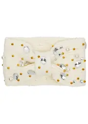 Lele Sadoughi Ivory Embellished Stretch-knit Headband ONE SIZE