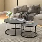 2PCS Luxury Nesting Coffee Tables Side Table Bedside Table,Metal Frame,Stackable
