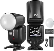 [NEEWER] Z2-N 2.4G TTL Round Head Flash Speedlite Compatible with Nikon Cameras, 76Ws 1/8000s HSS with Diffuser, 2 Modeling Lamps, Upgraded UI, TTL/M Toggle Key, 3000mAh Battery, 600 Full Power Flash