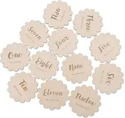 TOYANDONA Baby Full Moon Photo Props Set 12pcs Birth Month Birthday Wooden Commemorative Cards