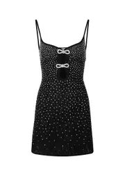 Mach & Mach Crystal-embellished Stretch-tulle Mini Dress - Black - 36 (UK8 / S) 36 (UK8 / S)