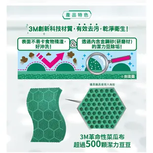 3M 百利Scotch-Brite 潔力豆海綿菜瓜布-爐具/不沾鍋專用 2款可選(2片x15入共30片)