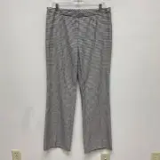 Escada Black White Houndstooth Wool Silk Straight Trousers Pants 40 US 10 M $690