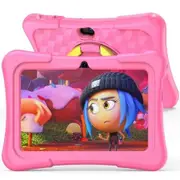 Kids Tablets 7 Inch WiFi 32GB ROM 2GB RAM Bluetooth Camera Parental Control Pre Installed Apps Games Learning Educational Toddler Case Pink Fun Device