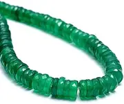 [Jaipur Gems Mart] AAA+ Green Onyx 6mm-7mm Faceted Heishi Beads | 12inch Strand | Natural Green Onyx Semiprecious Gemstone Wheel Spacer Loose Beads for Jewelry