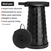 GGP Black Portable Outdoor Telescopic Folding Stool With 100 Weight Bearing Buckles, Lightweight And Compact Design, Perfect For Fishing, Camping, And Travel