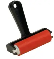 LINO ROLLER BLOCK PRINTING HARD RED RUBBER BRAYER 95mm WIDE BLACK HANDLE CR-2 ca