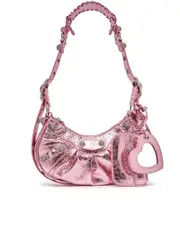Balenciaga Le Cagole XS Shoulder Bag Metallized with Rhinestones in Pink