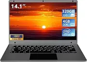 Exilapsire 14.1 inch Laptop Computer,Celeron Quad-Core Up to 2.2 GHz,4GB RAM and 384GB SSD,W11 Laptop Computers with FHD IPS,Slim and Lightweight Notebook,Work and Students laptops,Gray,WPS