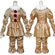 Kids Movie Stephen King's It Pennywise Cosplay Costume Adult Gold Uniform