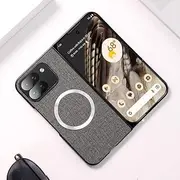 [Jarttarn] Magnetic Case Compatible with Google Pixel 9 Pro Fold 5G 2024 Case, Ultra Thin Cloth Pattern Case Shockproof Protective Cover for Google Pixel 9 Pro Fold (Grey)