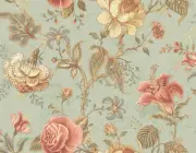 Wallpaper Large Traditional Jacobean Floral Vine on Moss Green, 60 sq ft bolt