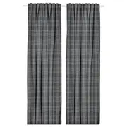 HÄGGVECKMAL room darkening curtains, 1 pair, dark grey/with heading tape, 145x250 cm