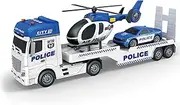 Teorema Tire 1:16 Scale Police Toy Truck for Kids with Helicopter and Car, Vehicle Kit with Light and Sound, Clutch Movement