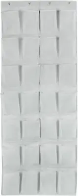 28 Large Pockets Over the Door Shoe Organizer with 4 Hooks for Different Gray
