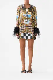 MINI SHIRT DRESS WITH FEATHERS MONARCHY MANIA