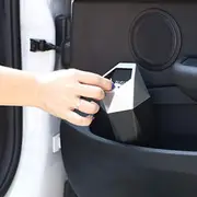Mini Car Trash Can for Cup Holder Garbage Bin with Lid & Push - Silver