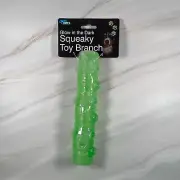 Duke's Glow in the Dark Ribbed Branch Shaped Squeaky Fetch Catch Dog Puppy Toy