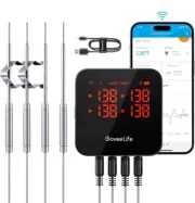 Govee Wifi Meat Thermometer, Wireless, 4 Probe, 40 HRs Rechargeable Bluetooth