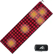Mantuole Heated Sleeping Bag pad, Heated Sleeping Bag Liner, 5 Heating Zones, Operated by Battery Power Bank or Other USB Power Supply, Compact Bag Included. Black & Red Flannel.