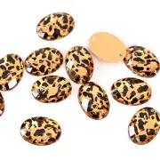 100 Leopard Pattern Acrylic Oval Flatback Sewing Rhinestone Gems Bead 10X14mm