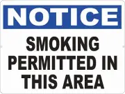 Notice Smoking Permitted in this Area Sign. Size Options. Allowed to Smoke