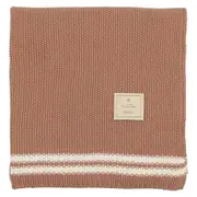 Mon Tresor Bebe Duo Stripe Chunky-Knit Blanket in Almondine at Nordstrom One Size