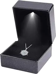 Quzente Ring Box with Light - Necklace Pendant Box | Small Ring Display Box, Square Shaped Engagement Ring Boxes for Unique Proposal