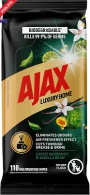 Luxury Cleaning Wipes 110 Pack | Bergamot & Vanilla Bean, Multipurpose Home Use