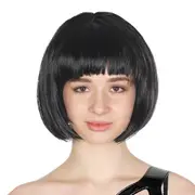 Black Bob Wig With Fringe