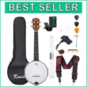 Versatile 4-String Banjolele 23'' Concert Size with Bag and Pickup Accessories