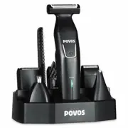 Povos 5-in-1 Beard Trimmer Body Groomer Cordless Style Kit with Charging Dock &