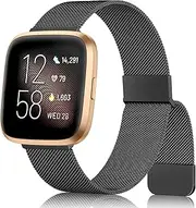 AK Metal Band Compatible with Fitbit Versa 2 Bands / Fitbit Versa Bands for Women Men, Adjustable Stainless Steel Mesh Loop Magnetic Replacement Bracelet Strap for Fitbit Versa 2 / Fitbit Versa /