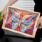 Diamond Painting Nesting Food Trays with Handle Coffee Table Tray (Butterfly)