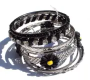 Sealed New 6 Piece Black Bangle Bracelet Set Rhinestone Fashion Jewelry