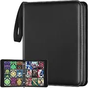 9 Pocket Card Binder, Premium Zip Trading Card Binder, 900 Double Sided Pocket PU Cards (Black)