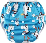 [Generic] Reusable Adjustable Swim Nappy LARGE-XL (12-20kg/Size 2-5) Boys 'Toddler to Preschool' Premium Cloth Swimming Diaper SNEAKY SEAGULLS_L