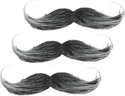 3pcs Fake Beard Grooming Funny Beards Mustaches Cosplay Hair Faux Shape Halloween Beard Artificial Beard Halloween Mustache Realistic Beard Realistic Mustache for Party Cloth Black